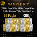 Sample Kit - Millet Pops(4)20g,Millet Crisps(4)20g, Millet Cookies(7)60g ,Nutribar 1 pc