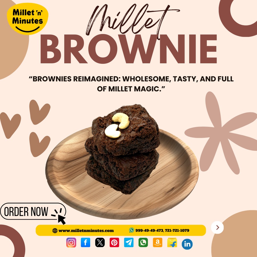Ragi Brownie with Choco chips ( No Maida) with Jaggery 60g
